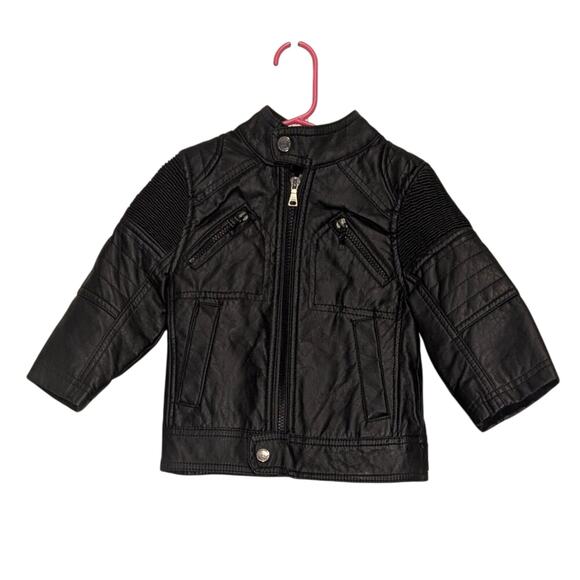 Urban Republic Kids Black Faux Leather Biker Moto Zip Up Jacket Size XS/2T - Picture 1 of 9